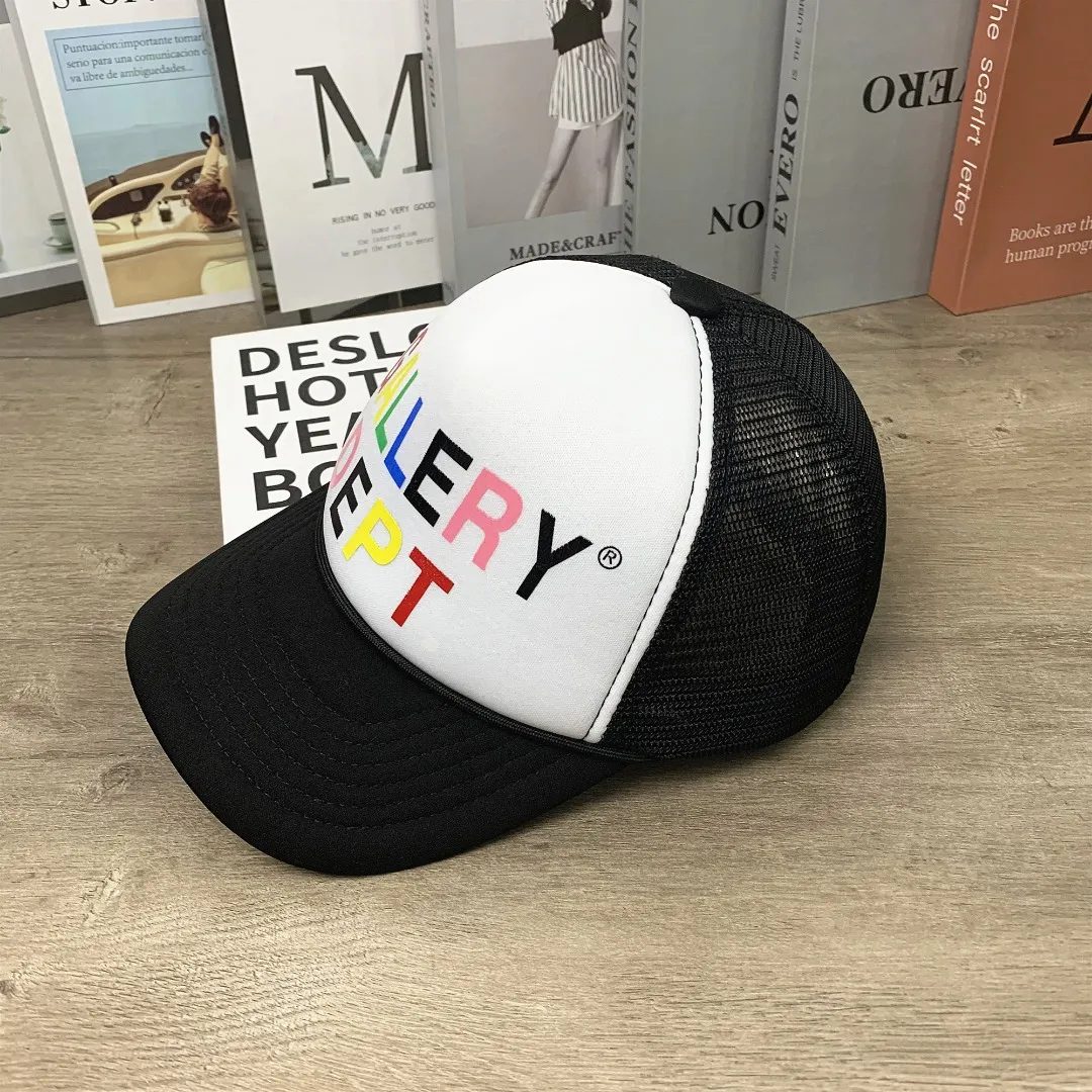 Non-returnable, non-exchangeable 9739#P76#GALLERY DEPT Color-printed mesh baseball cap for men and women, versatile hat with a face, little couple hat# Adjustable Color: White